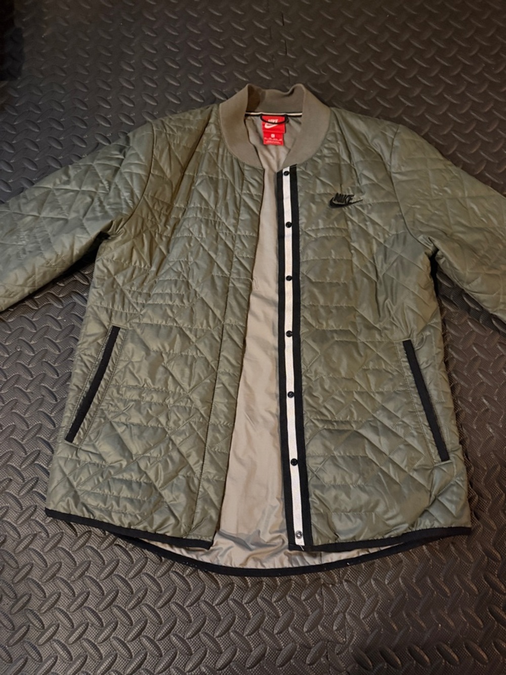 Nike Olive Quilted Bomber Jacket